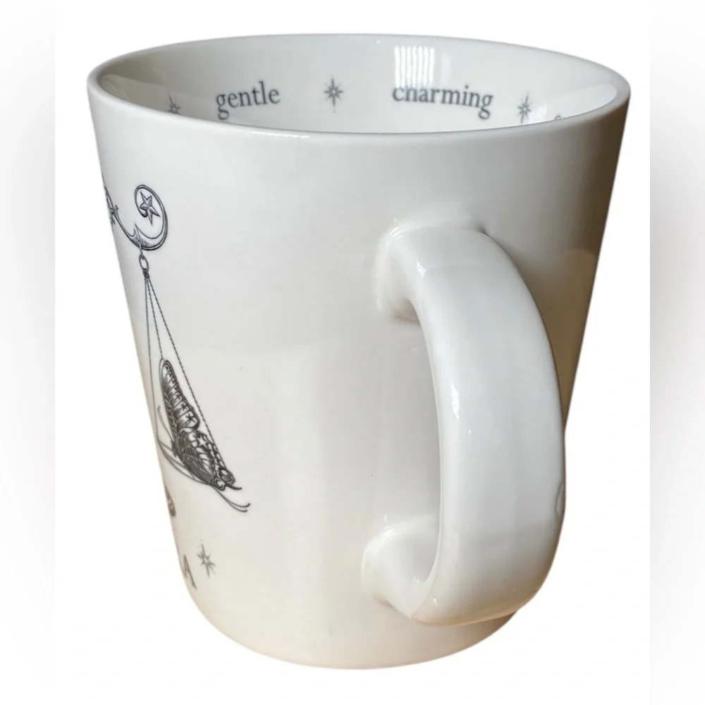 Williams Sonoma Libra Scale w/ Butterflies Black & White Coffee Tea Mug Cup